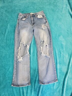 Almost Famous Light Blue Ripped Flare Jeans